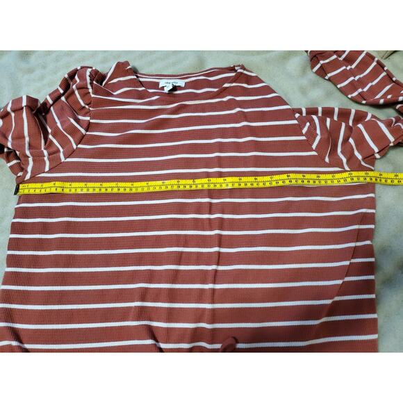 Nine West Women’s Long Sleeve Striped Top – Size XL – Rust & White – Tie Hem - Picture 8 of 9